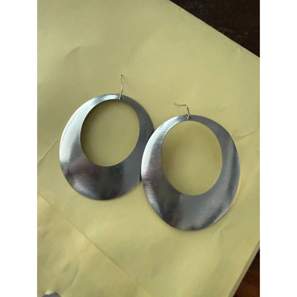 Vintage modernist Earrings round silver